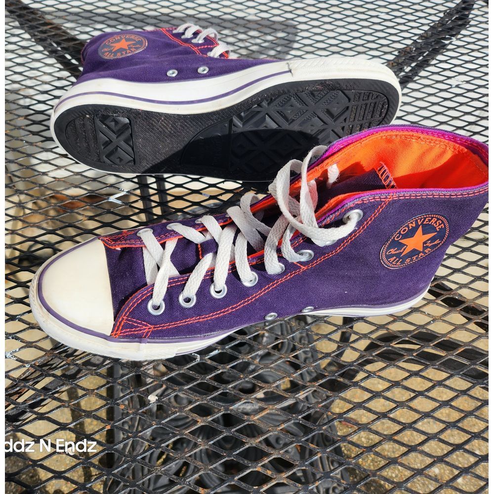 Converse Chuck Taylor All Star High Top Purple Orange Canvas Sneakers Women US11 - Picture 8 of 15